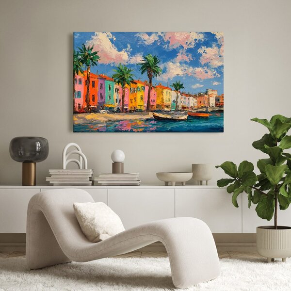 Quadro su tela – Case colorate sulla costa