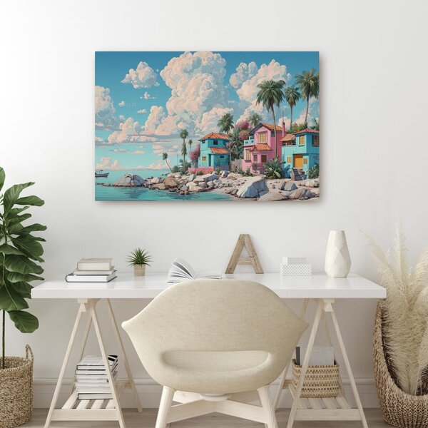 Quadro su tela – Idillio caraibico con palme