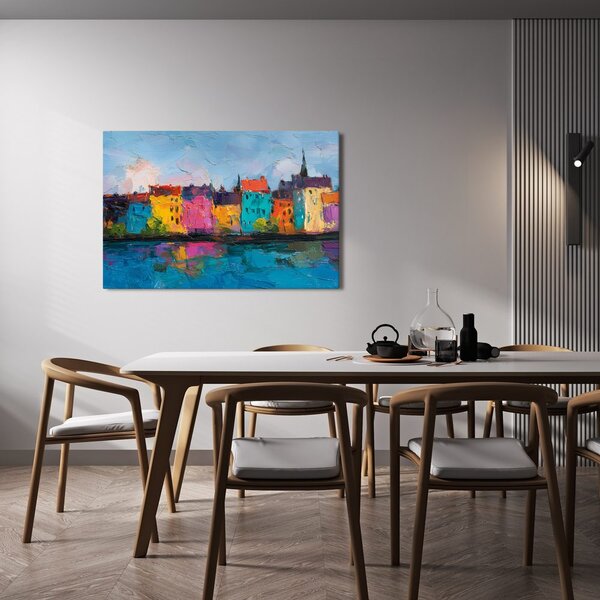 Quadro su tela – Case variopinte sul fiume