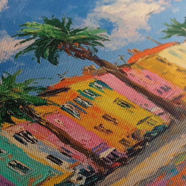 Quadro su tela – Case colorate sulla costa