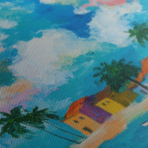 Quadro su tela – Case colorate sul mare