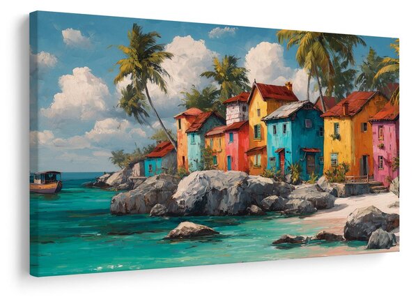 Quadro su tela – Fascino del villaggio caraibico
