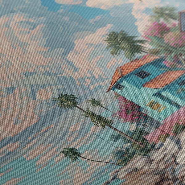 Quadro su tela – Casette tropicali sul mare