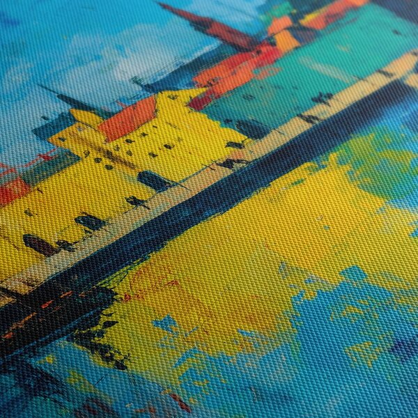 Quadro su tela – Città colorata sul fiume