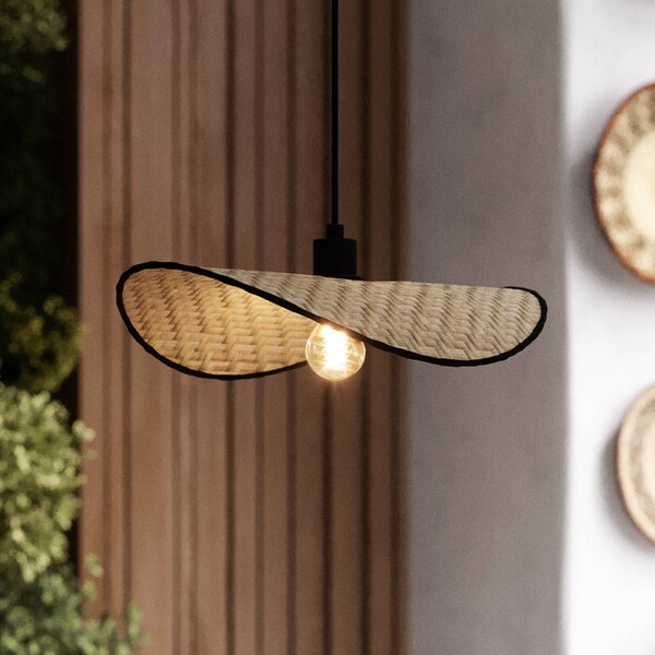 EGLO Lampada a sospensione Marywell, dimmerabile, Legno chiaro, Soggiorno / Sala da pranzo, bambù, Lampada a sospensione