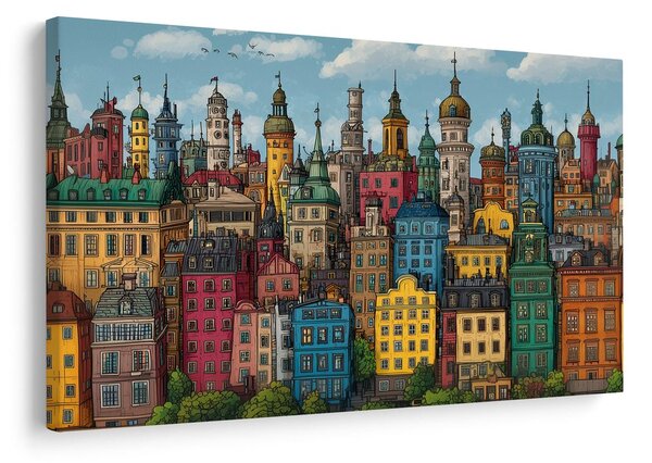 Quadro su tela – Panorama urbano colorato