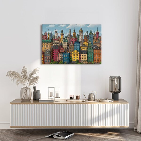 Quadro su tela – Panorama urbano colorato