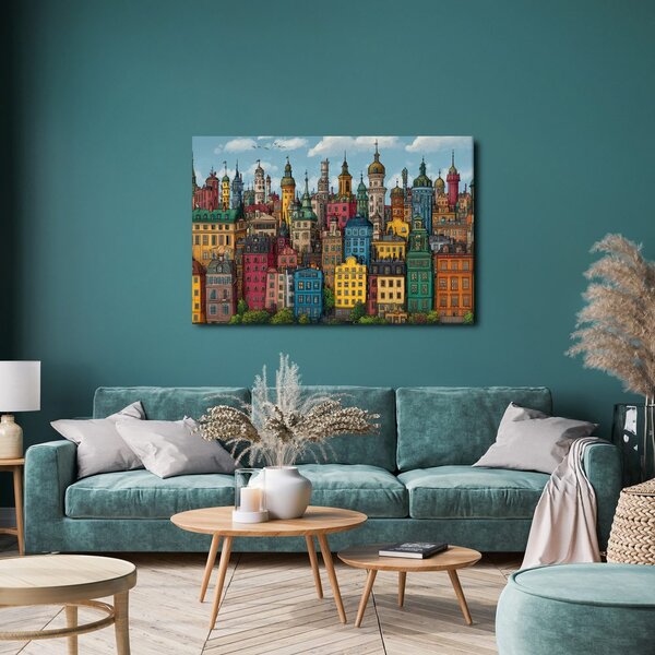 Quadro su tela – Panorama urbano colorato
