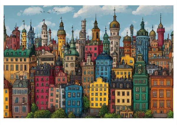 Quadro su tela – Panorama urbano colorato