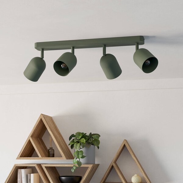 EGLO Faretto da soffitto Tilston, verde scuro, lunghezza 58 cm, a 4 luci in acciaio dimmerabile, Verde, Soggiorno / Sala da pranzo, Metallo, Downlight