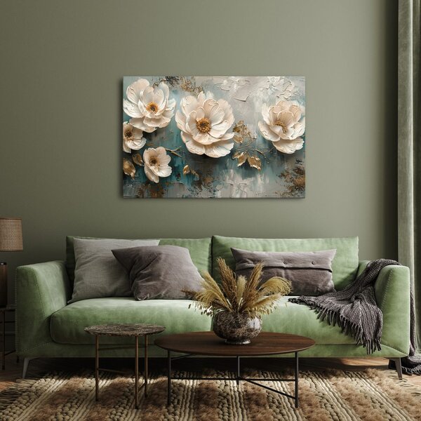Quadro su tela – Eleganza floreale in oro