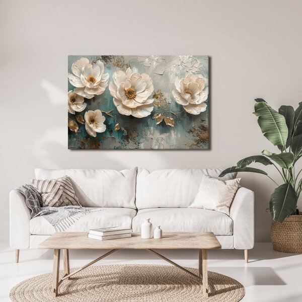 Quadro su tela – Eleganza floreale in oro