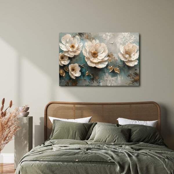 Quadro su tela – Eleganza floreale in oro