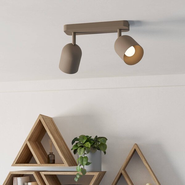 EGLO Faretto da soffitto Tilston, beige, lunghezza 28 cm, a 2 luci, acciaio dimmerabile, Crema / Ambra, Soggiorno / Sala da pranzo, Metallo, Downlight