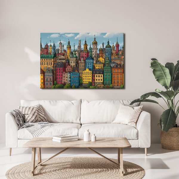 Quadro su tela – Panorama urbano colorato
