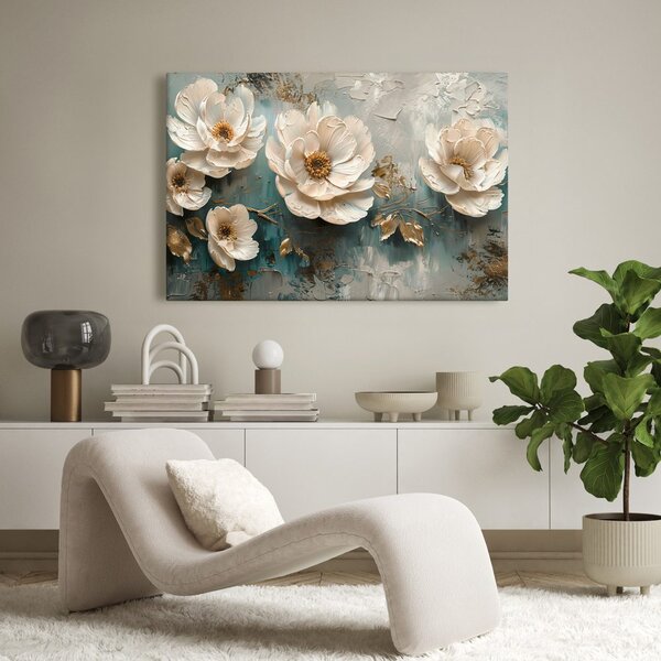Quadro su tela – Eleganza floreale in oro
