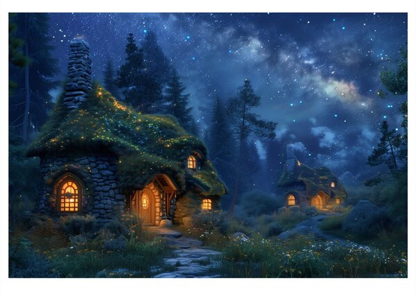 Quadro su tela – Magica notte di Natale nel bosco