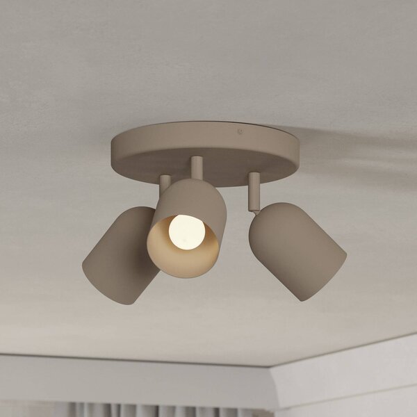 EGLO Faretto da soffitto Tilston, beige, Ø 25 cm, a 3 luci, acciaio dimmerabile, Crema / Ambra, Soggiorno / Sala da pranzo, Metallo, Downlight
