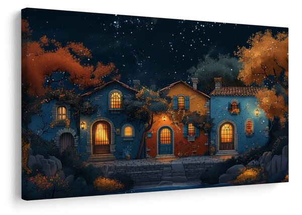 Quadro su tela – Villaggio natalizio sotto le stelle