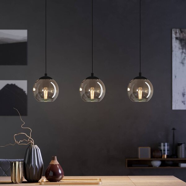 EGLO Lampada a sospensione Ariscani, dimmerabile, Nero, Soggiorno / Sala da pranzo, Vetro, Moderno, Lampada a sospensione