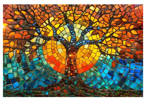 Quadro su tela – Mosaico albero della vita colorato