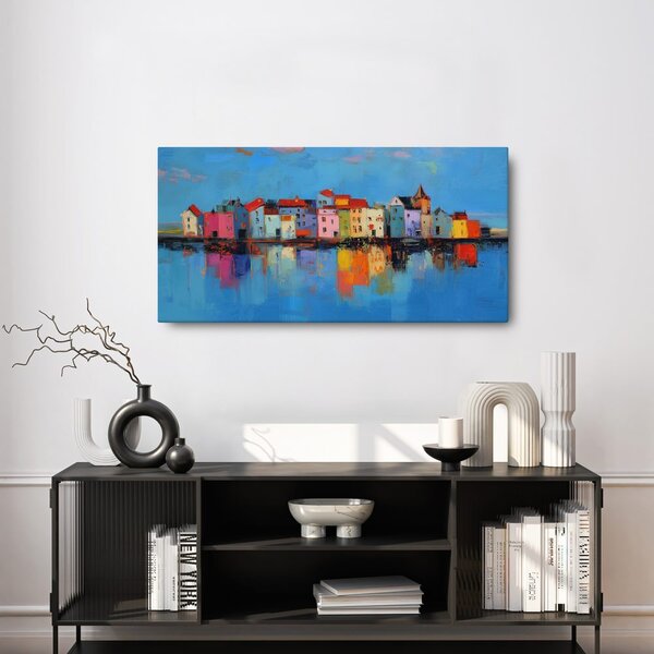 Quadro su tela – Casette colorate sull'acqua