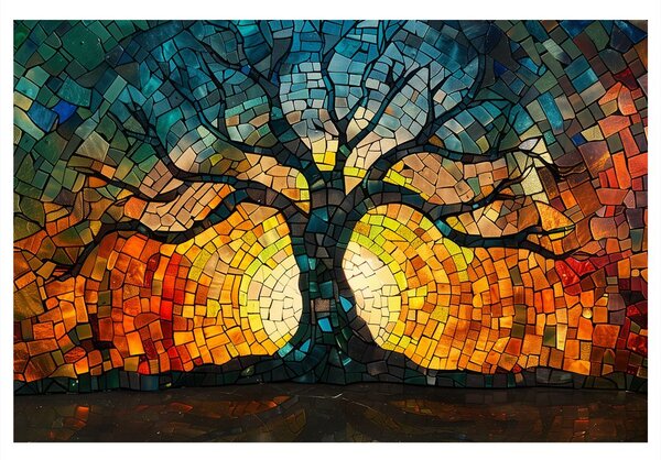 Quadro su tela – Albero della vita a mosaico