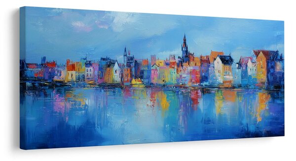 Quadro su tela – Città colorata sul fiume