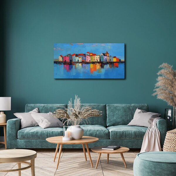 Quadro su tela – Casette colorate sull'acqua