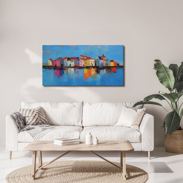 Quadro su tela – Casette colorate sull'acqua