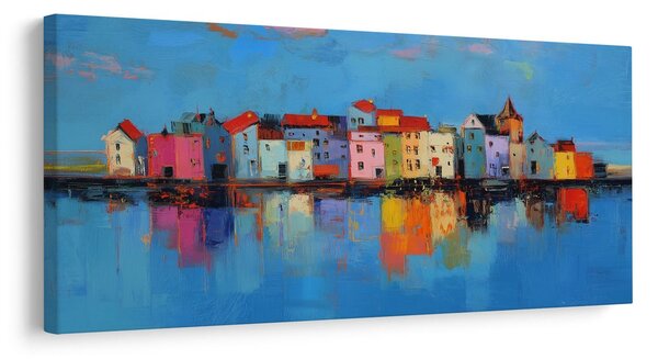 Quadro su tela – Casette colorate sull'acqua