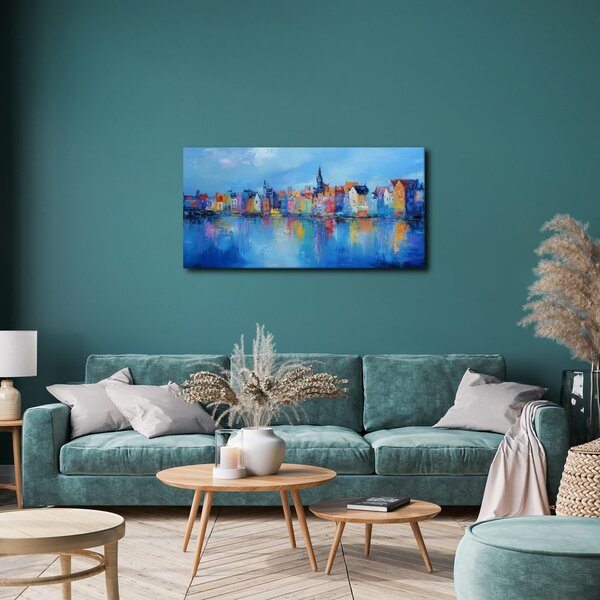 Quadro su tela – Città colorata sul fiume