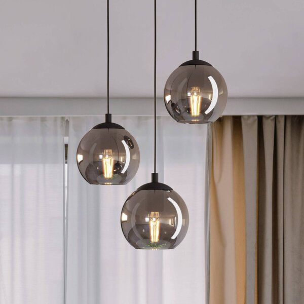 EGLO Lampada a sospensione Ariscani, dimmerabile, Nero, Soggiorno / Sala da pranzo, Vetro, Moderno, Lampada a sospensione