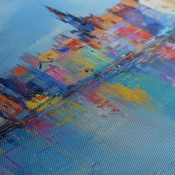 Quadro su tela – Città colorata sul fiume