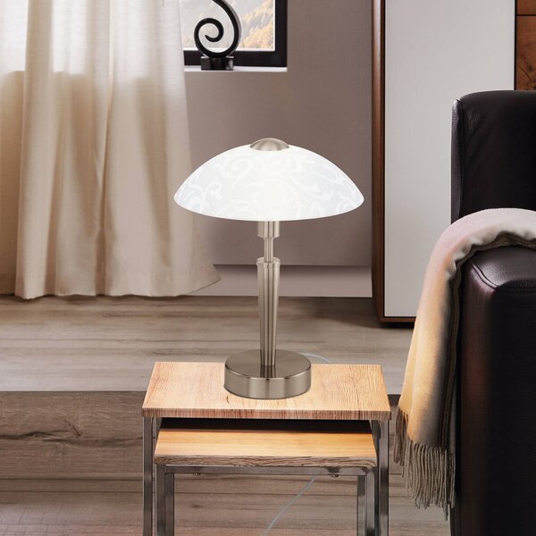 EGLO Lampada da tavolo SOLO 1, dimmerabile, Alluminio / Grigio / Zincato, Soggiorno / Sala da pranzo, Metallo, Moderno, Lampada da tavolo