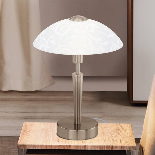 EGLO Lampada da tavolo SOLO 1, dimmerabile, Alluminio / Grigio / Zincato, Soggiorno / Sala da pranzo, Metallo, Moderno, Lampada da tavolo