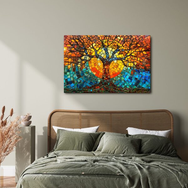 Quadro su tela – Mosaico albero della vita colorato