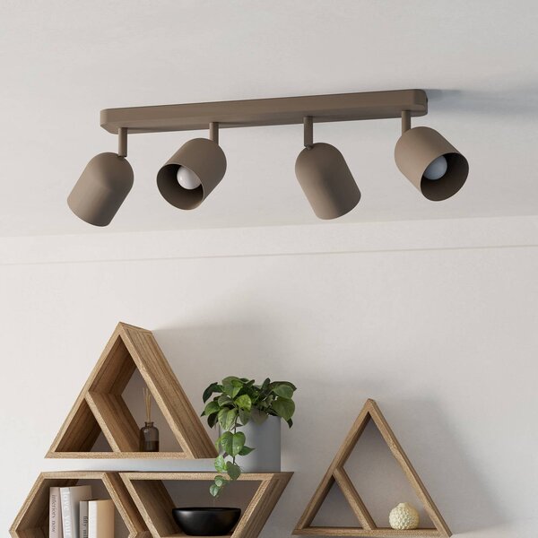 EGLO Faretto da soffitto Tilston, beige, lunghezza 58 cm, a 4 luci, acciaio dimmerabile, Crema / Ambra, Soggiorno / Sala da pranzo, Metallo, Downlight