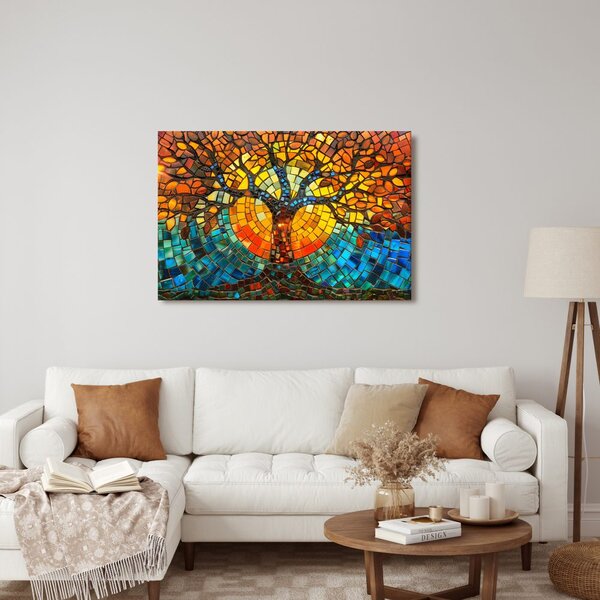 Quadro su tela – Mosaico albero della vita colorato