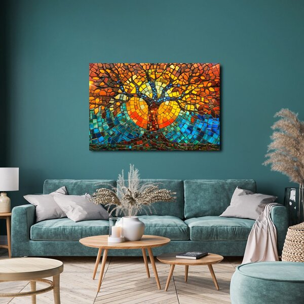 Quadro su tela – Mosaico albero della vita colorato