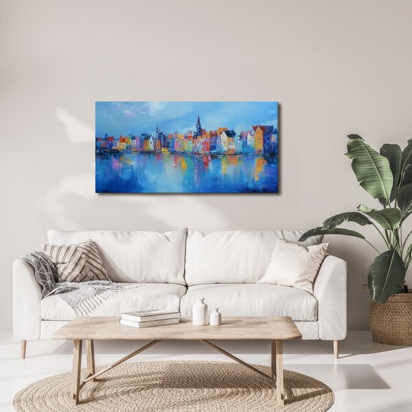 Quadro su tela – Città colorata sul fiume