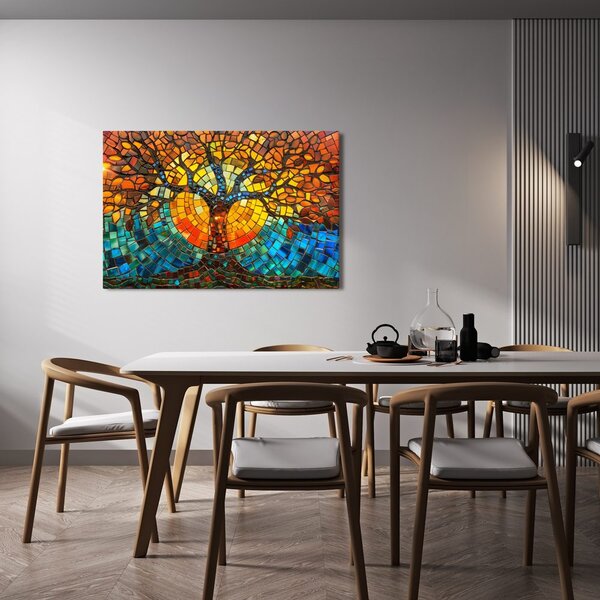 Quadro su tela – Mosaico albero della vita colorato