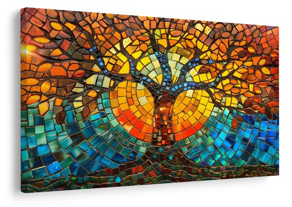 Quadro su tela – Mosaico albero della vita colorato