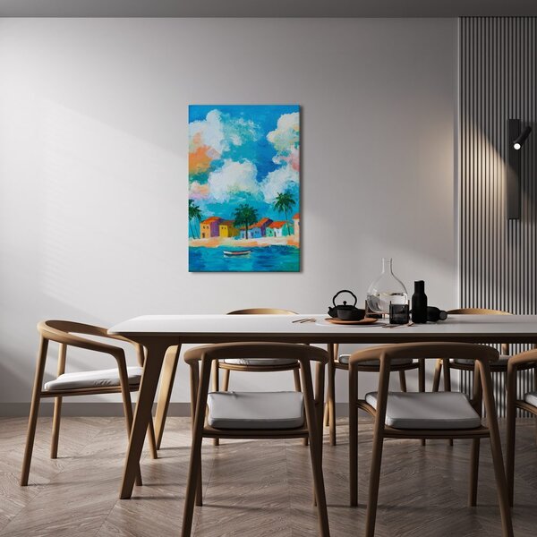 Quadro su tela – Case colorate sul mare