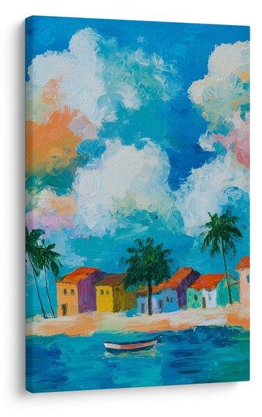 Quadro su tela – Case colorate sul mare