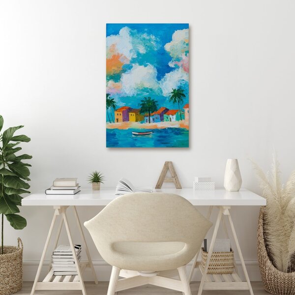 Quadro su tela – Case colorate sul mare