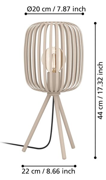 EGLO Lampada da tavolo Romazzina, Crema / Ambra, Soggiorno / Sala da pranzo, Metallo, Moderno, Lampada da tavolo
