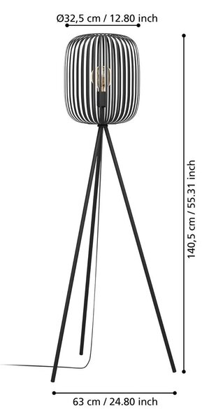 EGLO Lampada da terra Romazzina, Nero, Soggiorno / Sala da pranzo, Metallo, Moderno, Lampada da terra