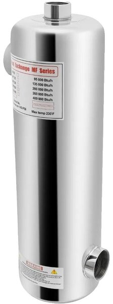 Scambiatore di calore per piscine, acciaio inossidabile 304, potenza di uscita di 200 BTU/h, colore argento
