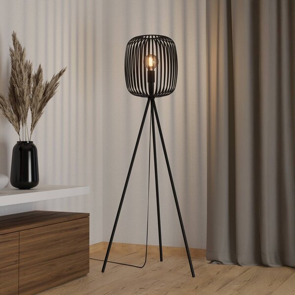 EGLO Lampada da terra Romazzina, Nero, Soggiorno / Sala da pranzo, Metallo, Moderno, Lampada da terra